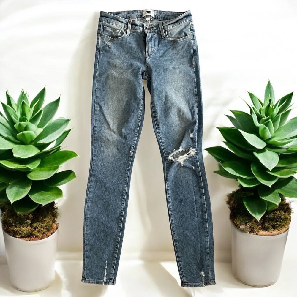 PAIGE Womens Distressed Skinny Jeans Size 25
